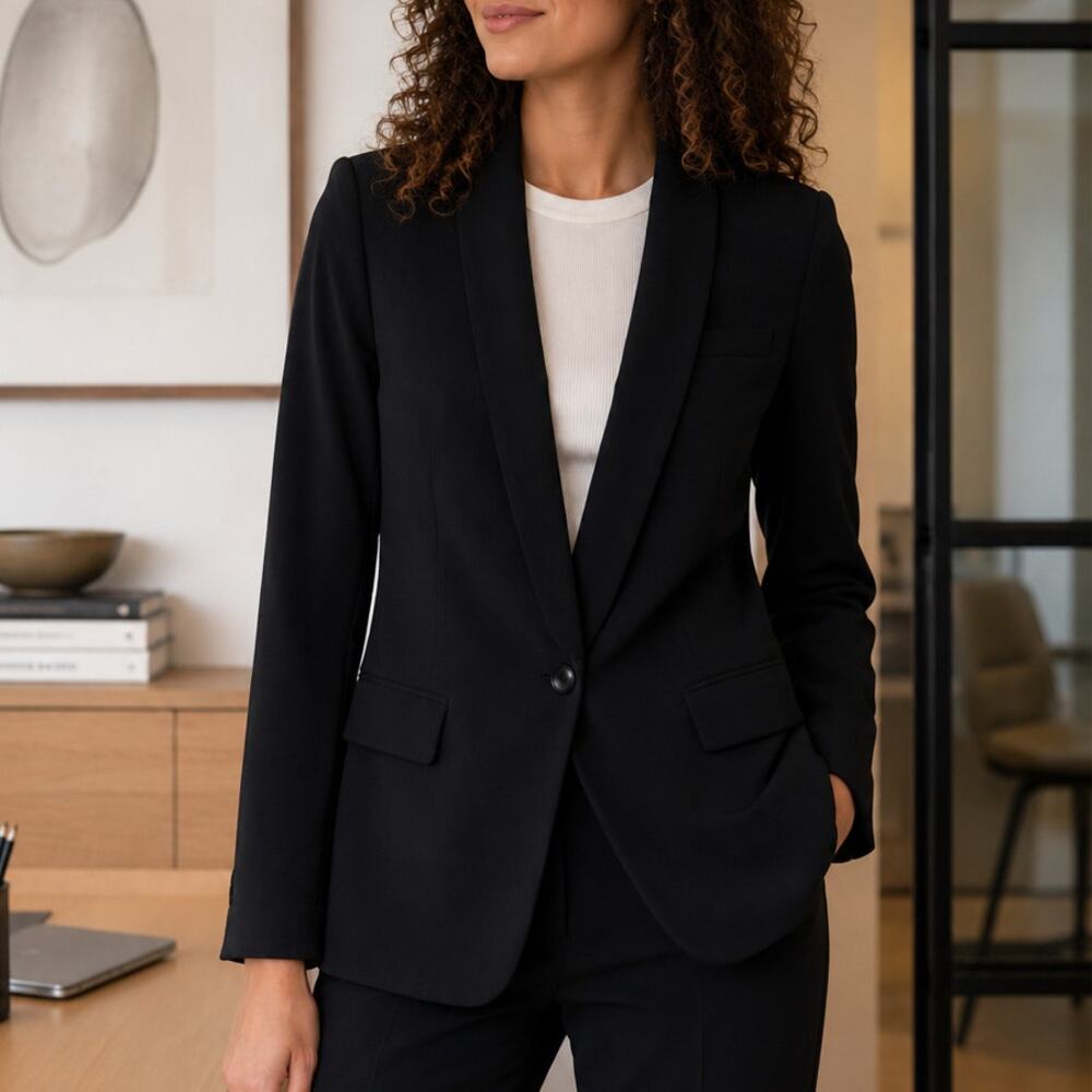 BCBGMAXAZRIA Bradly Black Shawl Collar Blazer Size M